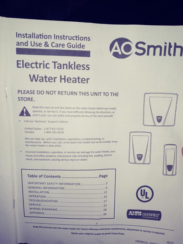 A.O. Smith Signature Series 240-Volt 22-kW-kW 2.4-GPM Tankless Electric  Water Heater in the Water Heaters department at