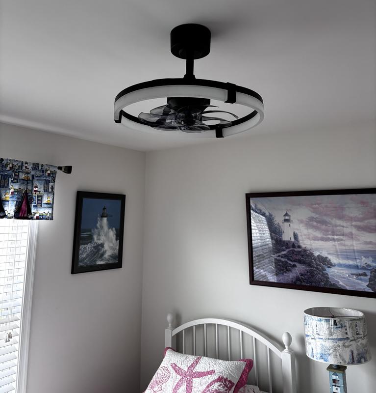 Breezary 72-in Matte Black Color-changing Integrated LED Indoor
