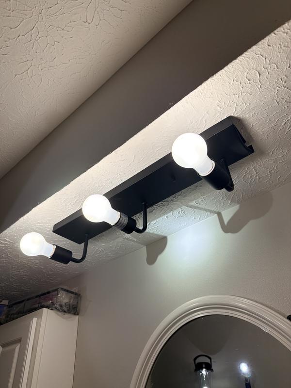Project Source Lansing 24-in 3-Light Matte Black Led, Traditional