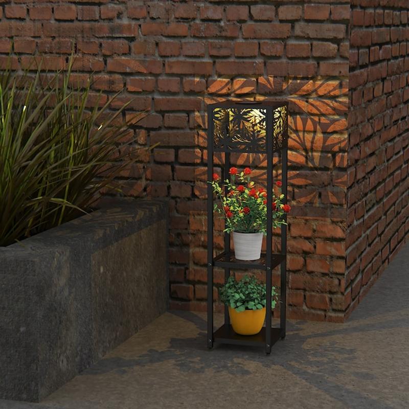 Boeka Arcturus Freestanding Solar LED Rack Light - Black at Lowes.com