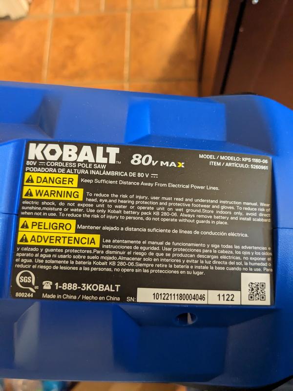 Kobalt 80 volt 10 in Battery Pole Saw Battery and Charger Not