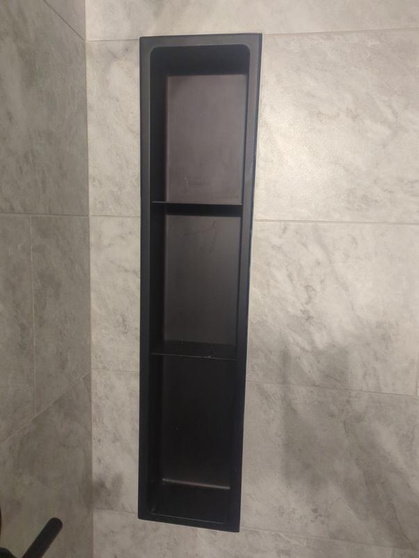 Teenyyou 1 Pcs Aluminum Shower Niche Rectangular Shelf Black 5/32"/ 4 Mm Thick, Petal Design, Matte Black Finish For 12" Prefabricated Niches, Fits 5/32" Grout Line - View #8