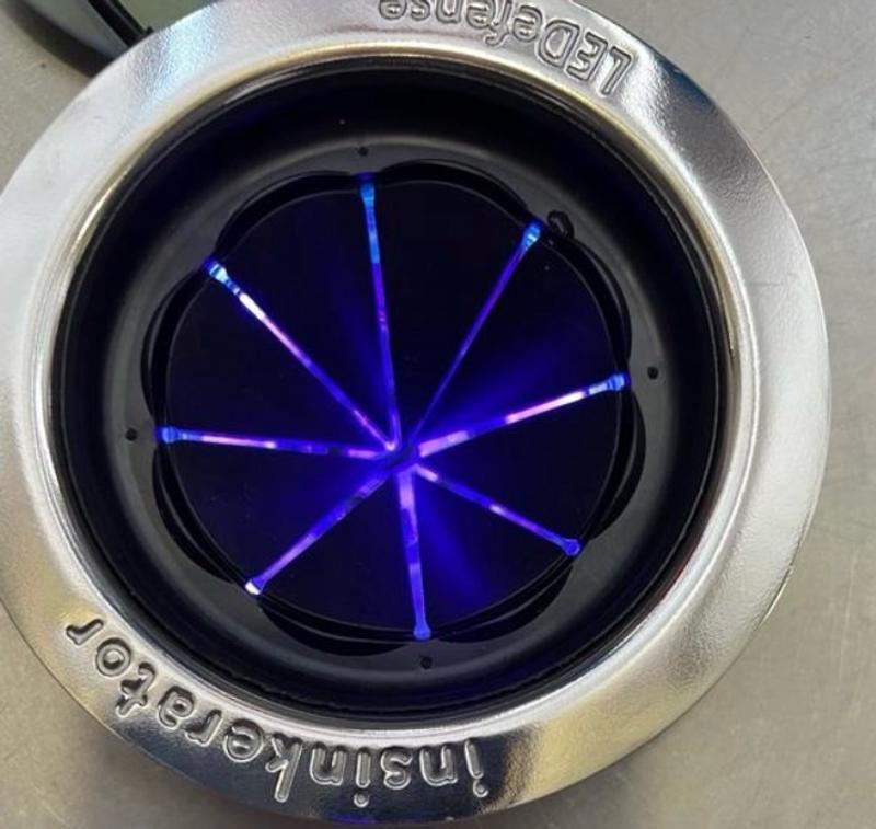 InSinkErator LEDefense Garbage Disposal Flange – Stainless Steel With UV-Free LED Light – Kills Odors, Always-On, Fits All Continuous-Feed Models