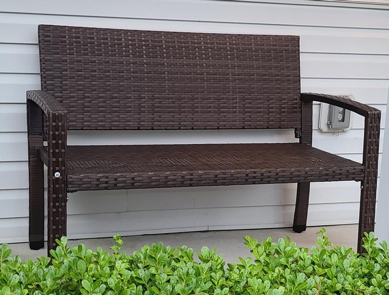 Best Choice Products 2-Person Outdoor Wicker Bench Garden Patio Porch ...