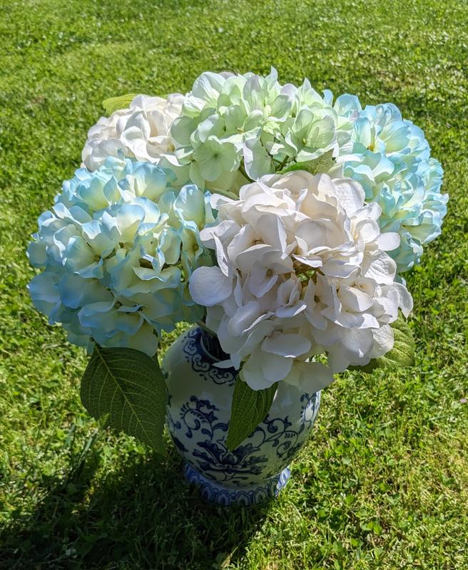 allen + roth 7.5-in Blue, White, Green Indoor Hydrangea Artificial