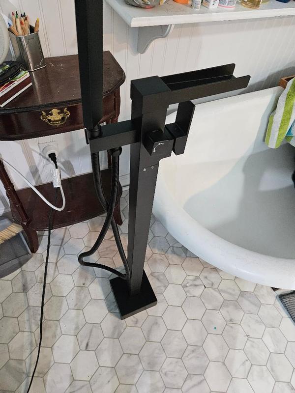 WOWOW Oil Rubbed Bronze 1-handle Freestanding Waterfall Bathtub Faucet ...