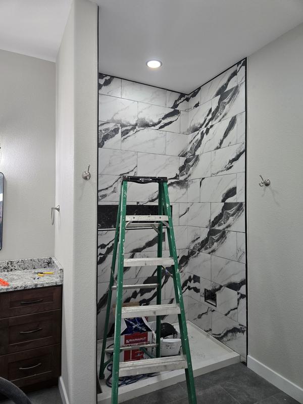 Origin 21 Black Panda Black 12-in x 24-in Matte Porcelain Marble Look ...
