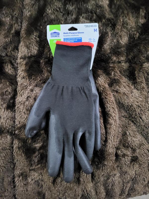 Project Source Large Black Polyurethane Dipped Polyester Gloves, (3-Pairs)  in the Work Gloves department at