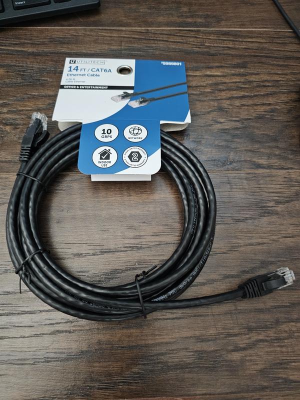 Utilitech 100-ft Cat 6A Black Ethernet Cable RJ456AC100FT