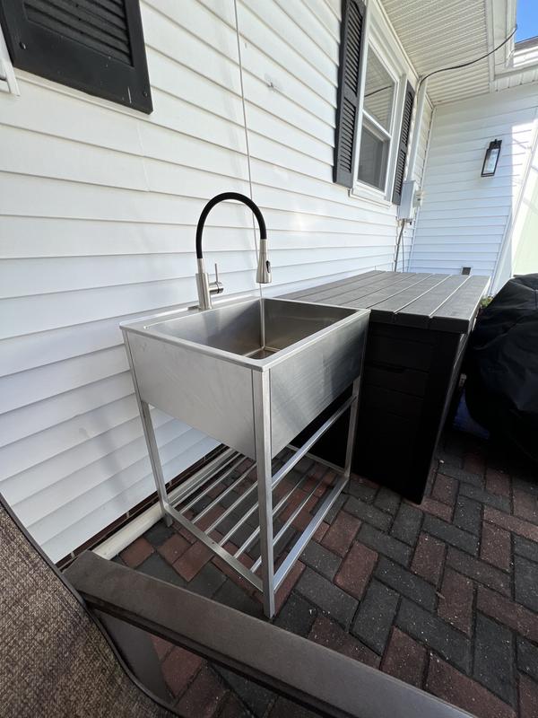 Style Selections Stainless Steel Freestanding Laundry Sink with Faucet - 22x25 Inch