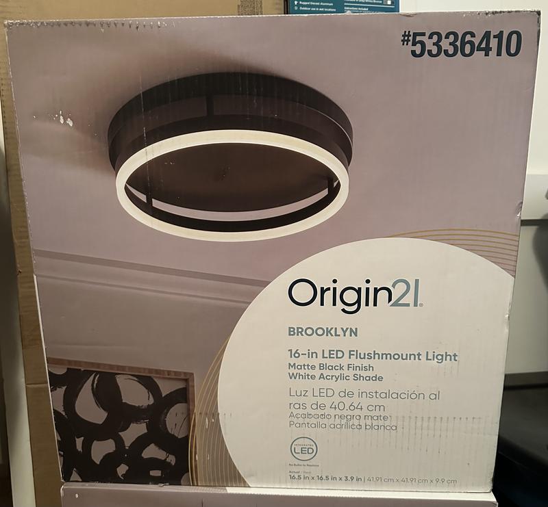 Origin 21 BROOKLYN 16.37-in Matte Black LED Flush Mount Light LCS3001LX ...