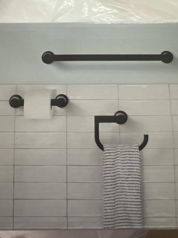 LIANTRAL 7-Piece Bathroom Hardware Set – Industrial Pipe Wall Mounted Accessory Kit With Towel Bars, Hooks, Toilet Paper Holder, Black