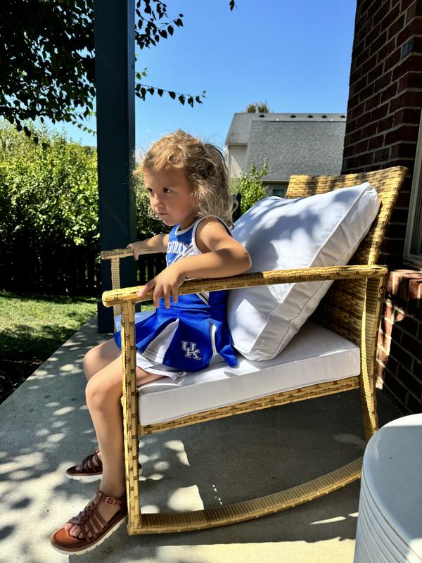 Safavieh Daire Wicker Black Steel Frame Rocking Chair with White ...