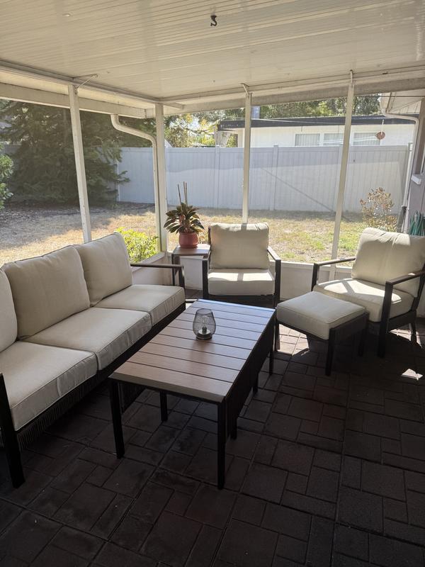 Shop allen + roth Maitland 7-Piece Patio Dining Set with Cream