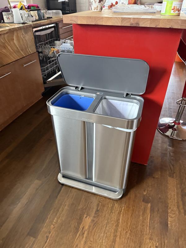 simplehuman Dual Compartment Liner Pocket Recycler, 58 Liter
