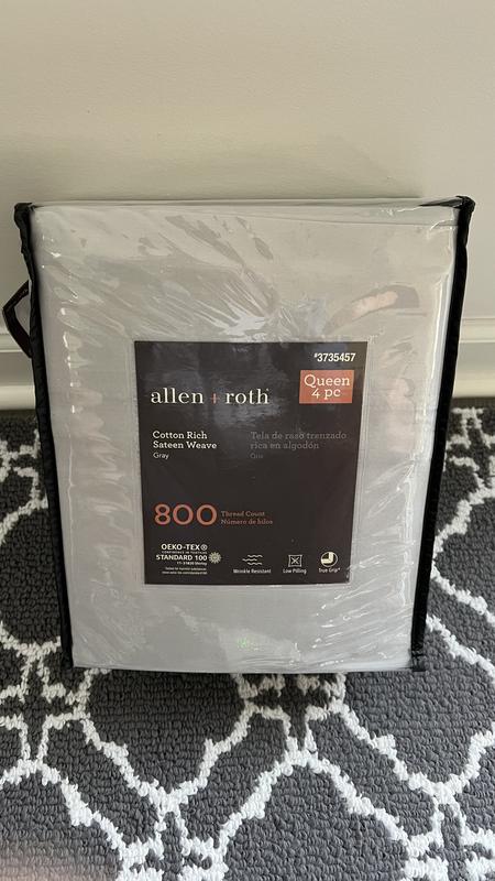 allen + roth Queen 800 -Thread Count Cotton polyester blend Gray Bed ...