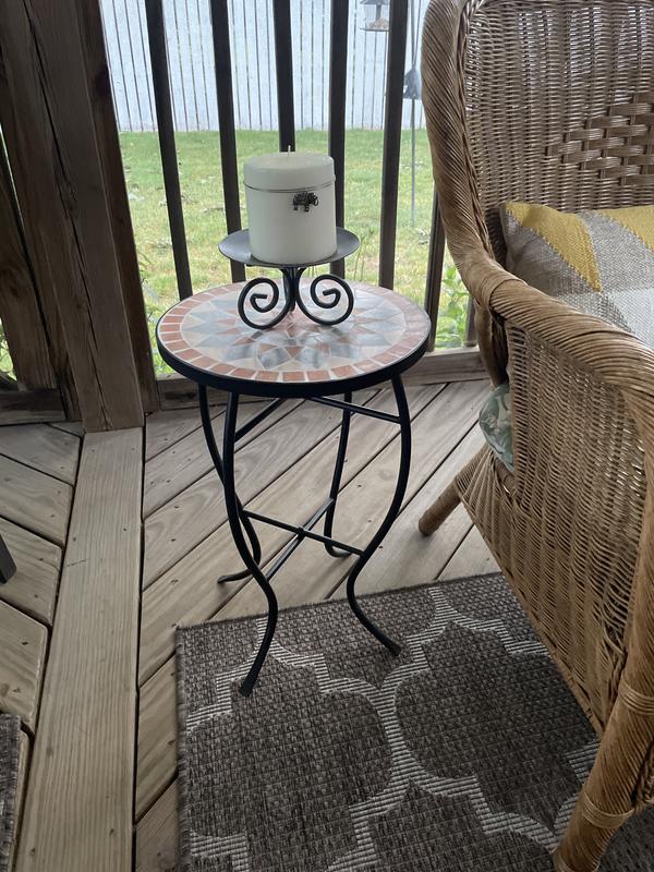Haven Way Merida Round Outdoor End Table 14-in W x 14-in L at Lowes.com