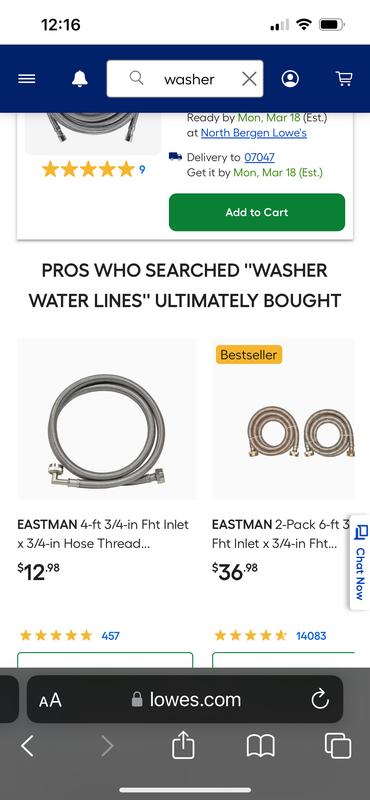 EASTMAN 2 -Pack 6-ft 3/4 -in Hose thread Inlet x 3/4 -in