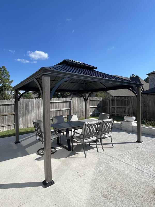 allen + roth 12-ft x 10-ft Gazebo Rectangle Black Metal
