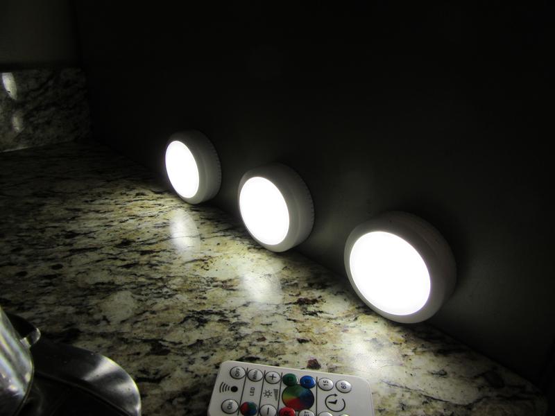Cheap PDTO 3 Pcs RGB Cabinet Lights LED Spot Battery Operated