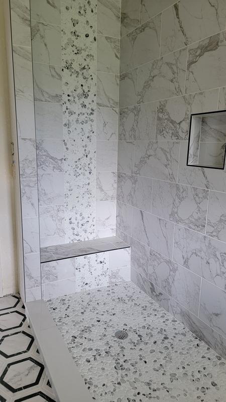 Stonescape White Marble 12-in x 12-in Carrara-look Recycled Glass Pebble Marble Look Floor and Wall Tile (1.001-sq. ft/ Piece)