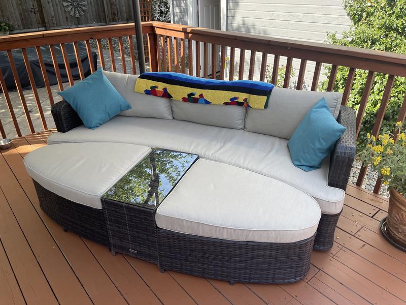 Foxborough chaise lounge set with cushions and table sale