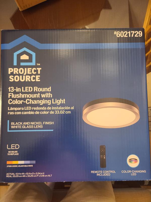 Project Source 1 -Light 13.11-in Matte Black Integrated LED Flush Mount ...