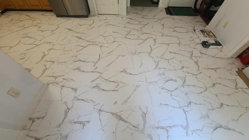 Pergo Rome Marble White Marble Look 22-mil x 12-in W x 24-in L ...
