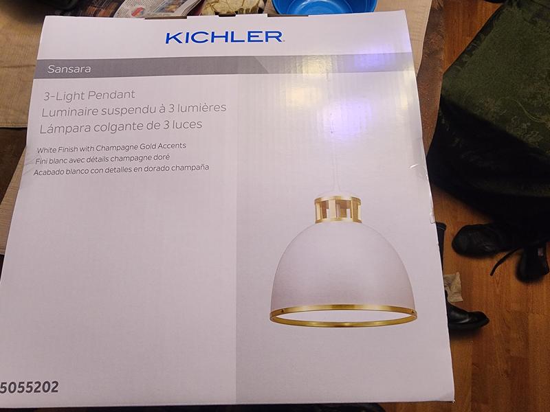 Kichler Sansara 3-Light Champagne Gold Coastal Dome Medium Hanging Pendant Light