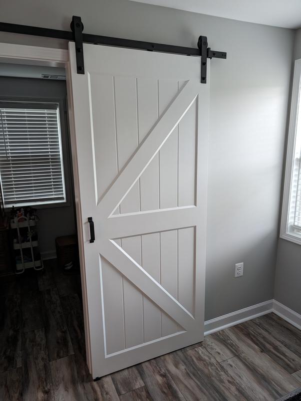 RELIABILT 42-in x 84-in White Primed K-frame Mdf Single Bypass Barn Door (Hardware Included)