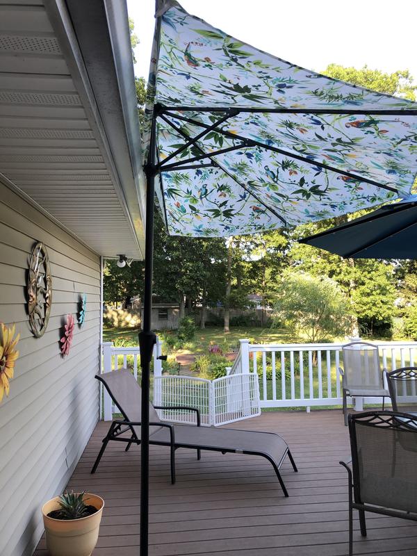 Style Selections 9-ft Aluminum Tropical Pattern No-tilt Half Style Selections 9-ft Aluminum Tropical Pattern No-tilt Half