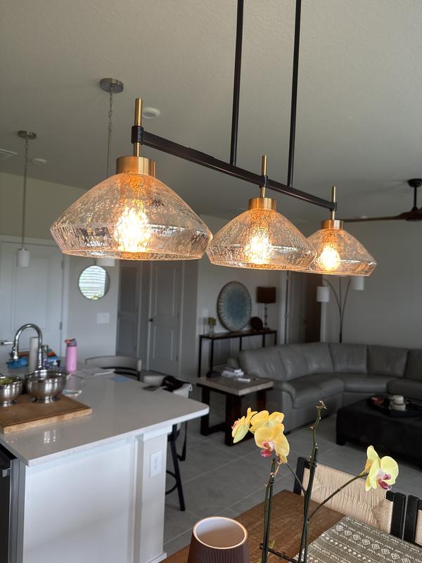 LNC Quoridan 3 -Light Polished Gold Modern/contemporary Seeded glass ...