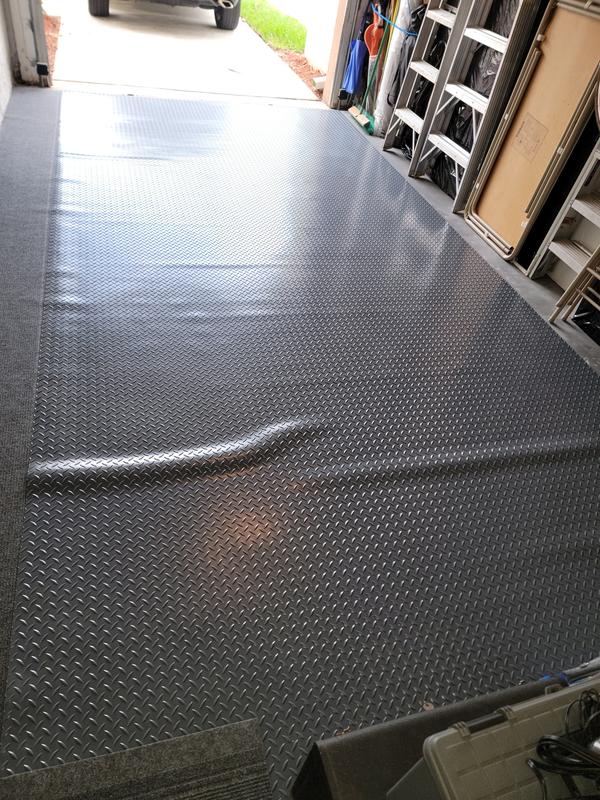 G-Floor Diamond Tread 7-1/2-ft x 17-ft Slate Grey Diamond Plate Garage Floor Roll G-Floor Diamond Tread 7-1/2-ft x 17-ft Slate Grey Diamond Plate Garage Floor Roll