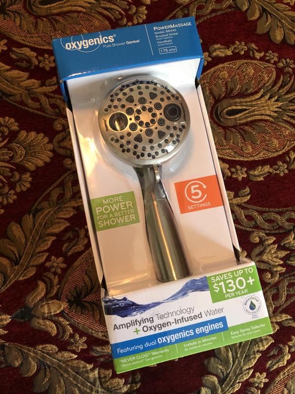Oxygenics PowerMassage Brushed Nickel 5-Spray Handheld Shower 1.75-GPM (6.6-LPM)