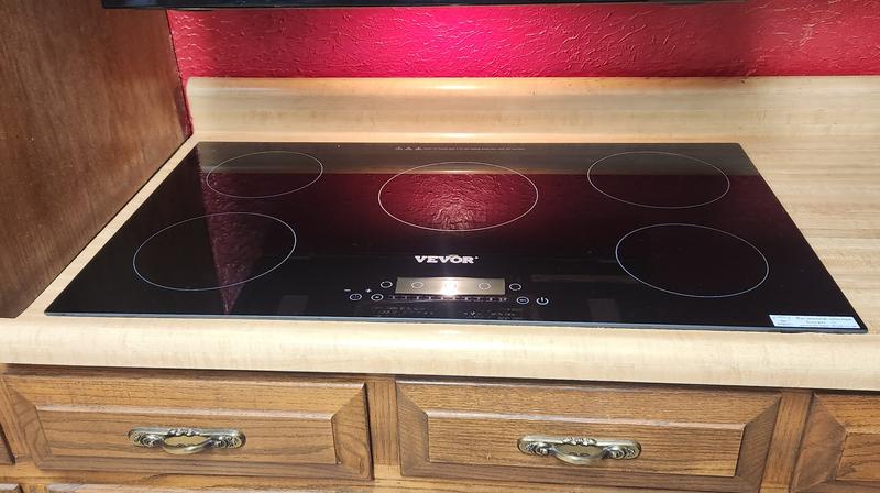 Built-in Induction Electric Stove Top 5 Burners,35 Inch Electric Cooktop,9  Power Levels & Sensor Touch Control,Easy to Clean Ceramic Glass