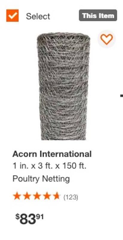 Acorn International 50-ft x 6-ft 20-Gauge Silver Galvanized Steel Poultry  Netting Rolled Fencing with Mesh Size 2-in in the Rolled Fencing department  at