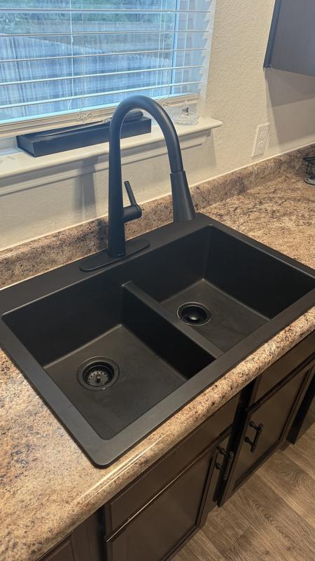 allen + roth Kaiden Drop-in or undermount 33-in x 22-in Quartz Double ...