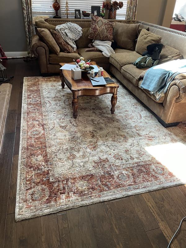 allen + roth Monarch Border 8 x 10 (ft) Flatweave Polyester Rust ...