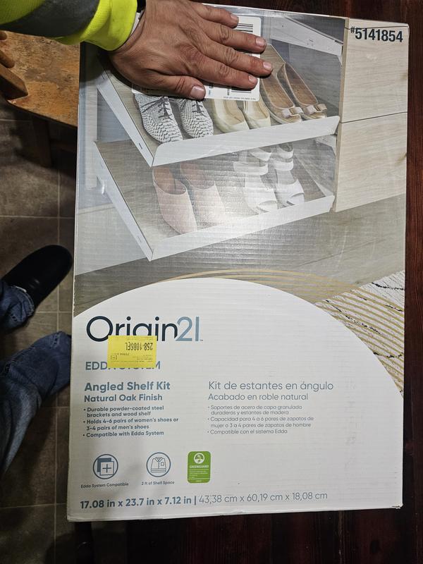 Origin 21 Edda 23.78-in x 7.12-in x 17.08-in Natural Oak Angled Shoe Storage  in the Wood Closet Accessories department at