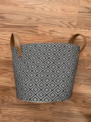 Allen + Roth Herringbone 7.13-in W x 5.5-in H x 10.69-in D Gray Fabric Bin | HD-141114