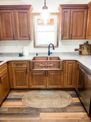 MR Direct 33.25-in x 22.25-in Copper Double Offset Bowl Tall (8-in or Larger) Drop-In Apron Front/Farmhouse Commercial/Residential Kitchen Sink MR Direct 33.25-in x 22.25-in Copper Double Offset Bowl Tall (8-in or Larger) Drop-In Apron Front/Farmhouse Commercial/Residential Kitchen Sink