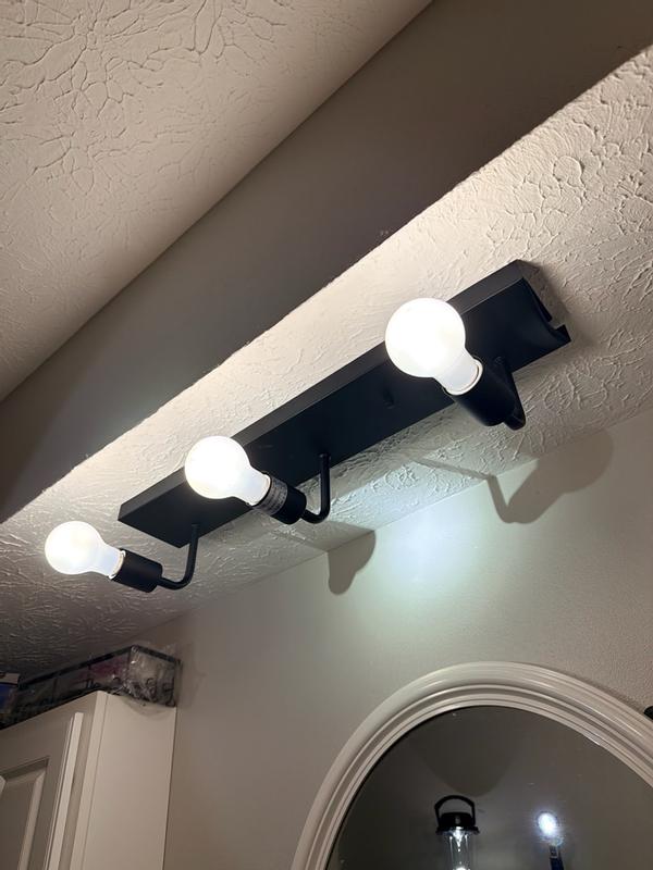 Project Source Lansing 24-in 3-Light Matte Black Led, Traditional