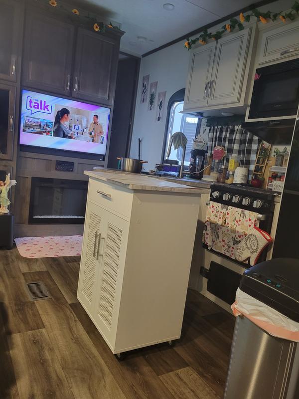 Jarenie Gray Mdf Base with Mdf Wood Top Rolling Kitchen Island (15.8-in x 26-in x 35.2-in)