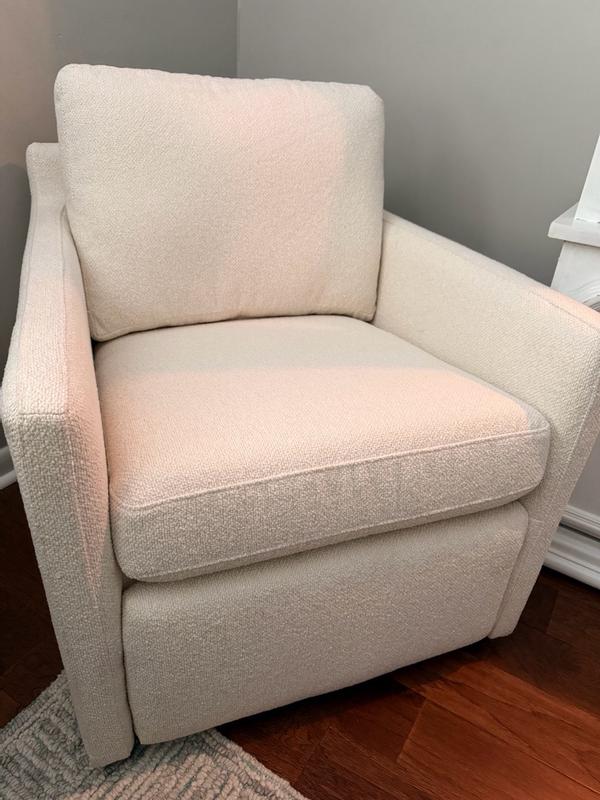 Circle 55 Cream Polyester Upholstered Powered Reclining Swivel Infinite ...
