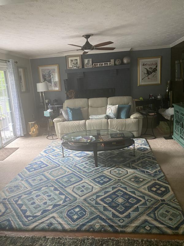 allen + roth with STAINMASTER Teal Tiles 8-ft x 10-ft Hooked ...