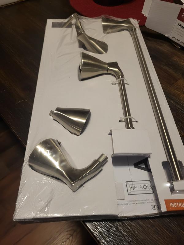 Pfister 3 Piece Masey Brushed Nickel Decorative Bathroom Hardware Set with Towel Bar Toilet Paper Holder and Towel Ring in the Decorative Bathroom Hardware Sets department at Lowes
