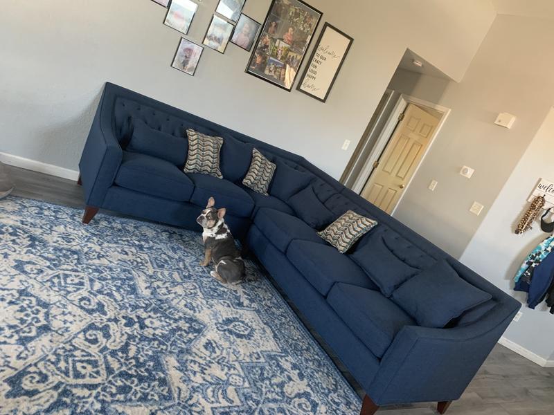 Blue linen store sectional