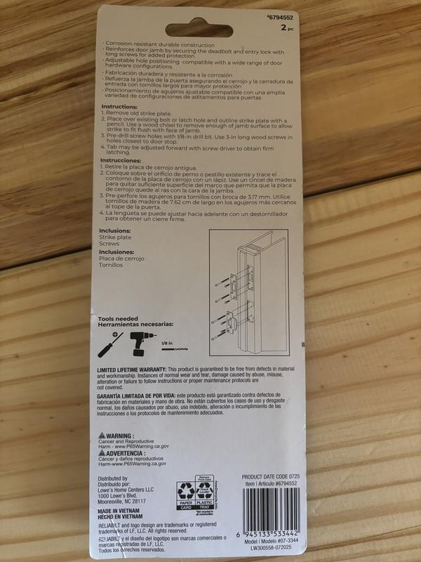 RELIABILT 1-1/4-in W x 3-5/8-in L Bright Security strike kit in the ...