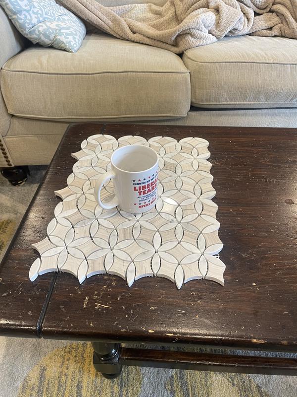 Apollo Tile Desert Hills White and Beige 12-in x 15-in Polished Natural Stone Marble Pinwheel Patterned Floor and Wall Tile (6.17-sq. ft/ Carton)