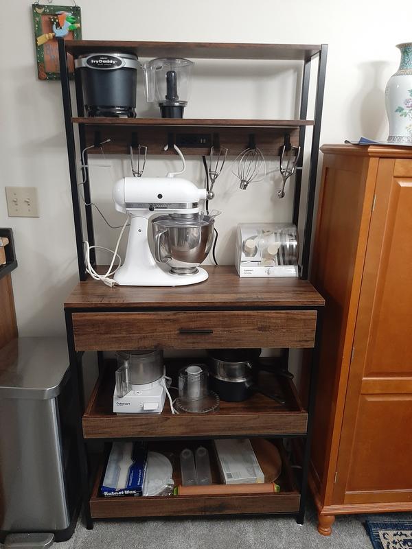 Kitchen Microwave Oven Storage Rack With Metal Frame Coffee - Temu
